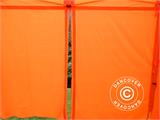 Tente pliante FleXtents PRO, Tente de chantier 3x3m Orange réfléchissant, avec 4 cotés