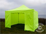 Tente pliante FleXtents PRO 4x4m Néon jaune/vert, avec 4 cotés