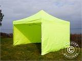 Tente pliante FleXtents PRO 4x4m Néon jaune/vert, avec 4 cotés