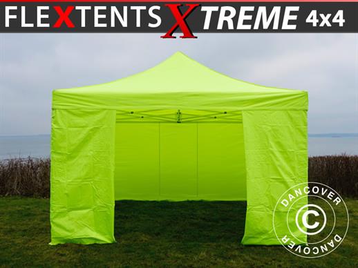 Tenda Dobrável FleXtents Xtreme 50 4x4m Amarelo néon/verde, incl. 4 paredes laterais