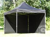 Faltzelt FleXtents PRO 2,5x2,5m Schwarz, mit 4 Seitenwänden