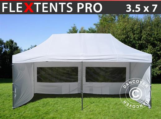 Gazebo pieghevole FleXtents PRO 3,5x7m Bianco, inclusi 6 fianchi