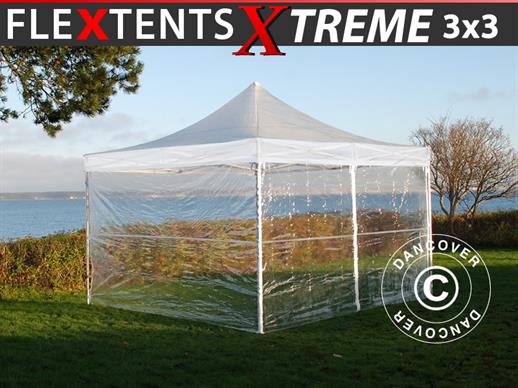 Snabbtält FleXtents Xtreme 50 3x3m Transparent, inkl. 4 sidor