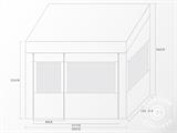 Saliekamā nojume FleXtents PRO Trapezo 2x3m Balts, ar 4 sānu sienām