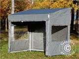 Vouwtent/Easy up tent FleXtents PRO Trapezo 2x3m Grijs, inkl. 4 Zijwanden