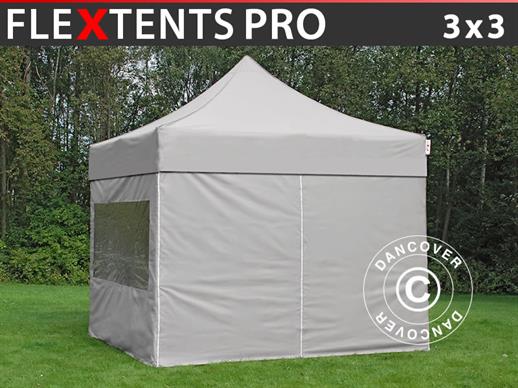 Carpa plegable FleXtents PRO 3x3m Latte, Incl. 4 lados