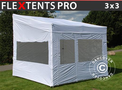 Faltzelt FleXtents PRO Trapezo 3x3m Weiß, mit 4 Seitenwänden Faltzelt FleXtents PRO Trapezo 3x3m Weiß, mit 4 Seitenwänden