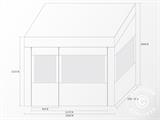 Faltzelt FleXtents PRO Trapezo 3x3m Weiß, mit 4 Seitenwänden