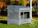 Gazebo pieghevole FleXtents PRO Trapezo 3x3m Grigio, inclusi 4 fianchi