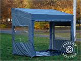 Tente pliante FleXtents PRO Trapezo 3x3m Gris, avec 4 cotés