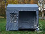 Faltzelt FleXtents PRO Trapezo 3x3m Grau, mit 4 Seitenwänden