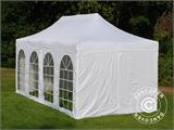 Faltzelt FleXtents PRO Vintage Style 3x6m Weiß, mit 6 Seitenwänden