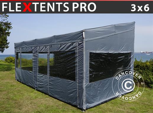 Faltzelt FleXtents PRO Trapezo 3x6m Grau, mit 4 Seitenwänden Faltzelt FleXtents PRO Trapezo 3x6m Grau, mit 4 Seitenwänden