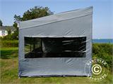 Gazebo pieghevole FleXtents PRO Trapezo 3x6m Grigio, inclusi 4 fianchi