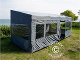 Faltzelt FleXtents PRO Trapezo 3x6m Grau, mit 4 Seitenwänden