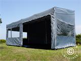 Faltzelt FleXtents PRO Trapezo 3x6m Grau, mit 4 Seitenwänden