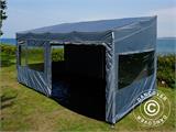 Faltzelt FleXtents PRO Trapezo 3x6m Grau, mit 4 Seitenwänden