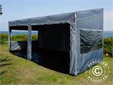 Faltzelt FleXtents PRO Trapezo 3x6m Grau, mit 4 Seitenwänden