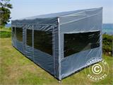 Faltzelt FleXtents PRO Trapezo 3x6m Grau, mit 4 Seitenwänden