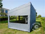 Faltzelt FleXtents PRO Trapezo 3x6m Grau, mit 4 Seitenwänden