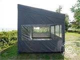 Tente pliante FleXtents PRO Trapezo 3x6m Gris, avec 4 cotés