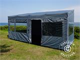 Faltzelt FleXtents PRO Trapezo 3x6m Grau, mit 4 Seitenwänden