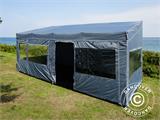 Faltzelt FleXtents PRO Trapezo 3x6m Grau, mit 4 Seitenwänden