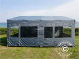 Faltzelt FleXtents PRO Trapezo 3x6m Grau, mit 4 Seitenwänden