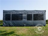 Faltzelt FleXtents PRO Trapezo 3x6m Grau, mit 4 Seitenwänden