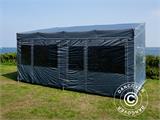 Faltzelt FleXtents PRO Trapezo 3x6m Grau, mit 4 Seitenwänden