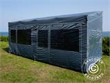 Faltzelt FleXtents PRO Trapezo 3x6m Grau, mit 4 Seitenwänden