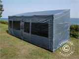 Faltzelt FleXtents PRO Trapezo 3x6m Grau, mit 4 Seitenwänden