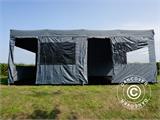 Faltzelt FleXtents PRO Trapezo 3x6m Grau, mit 4 Seitenwänden