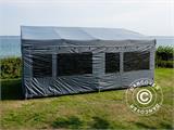 Faltzelt FleXtents PRO Trapezo 3x6m Grau, mit 4 Seitenwänden