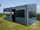 Gazebo pieghevole FleXtents PRO Trapezo 3x6m Grigio, inclusi 4 fianchi