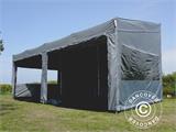 Faltzelt FleXtents PRO Trapezo 3x6m Grau, mit 4 Seitenwänden