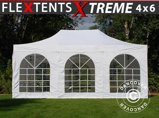 Pop up gazebo FleXtents Xtreme 50 Vintage Style 4x6 m White, incl. 8 sidewalls
