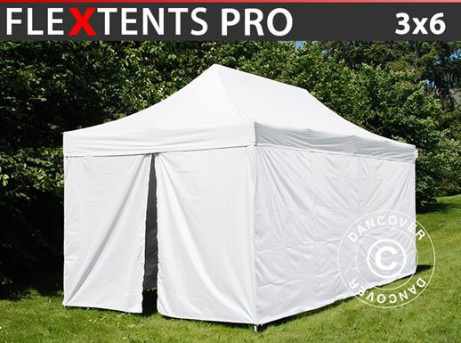 Tente pliante FleXtents® PRO, tente médicale et d’urgence, 3x6m, Blanc, 6 parois latérales incluses