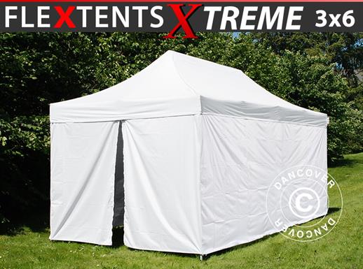 Quick-up telt FleXtents® Xtreme 50, Medisinsk & nødtelt, 3x6m, hvit, inkl. 6 sidevegger