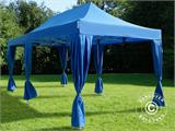 Vouwtent/Easy up tent FleXtents PRO 3x6m Blauw, incl. 6 decoratieve gordijnen