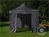 Faltzelt FleXtents Basic v.3, 3x6m Schwarz, mit 4 Seitenwänden