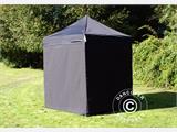 Gazebo pieghevole FleXtents Basic v.2, 2x2m Nero, inclusi 4 fianchi