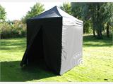 Carpa plegable FleXtents Basic v.2, 2x2m Negro, Incl. 4 lados