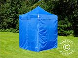 Faltzelt FleXtents Basic v.2, 2x2m Blau, mit 4 Seitenwänden