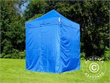 Faltzelt FleXtents Basic v.2, 2x2m Blau, mit 4 Seitenwänden