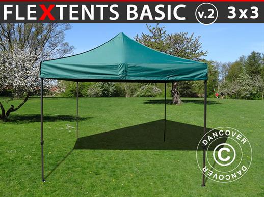 Vouwtent/Easy up tent FleXtents Basic v.2, 3x3m Groen