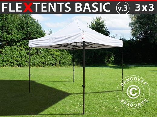 Vouwtent/Easy up tent FleXtents Basic v.3, 3x3m Wit