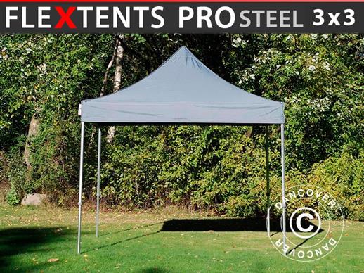 Carpa plegable FleXtents PRO Steel 3x3m Gris