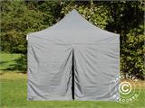 Faltzelt FleXtents PRO Steel 3x3m Grau, mit 4 Seitenwänden