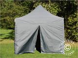 Gazebo pieghevole FleXtents PRO Steel 3x3m Grigio, inclusi 4 fianchi